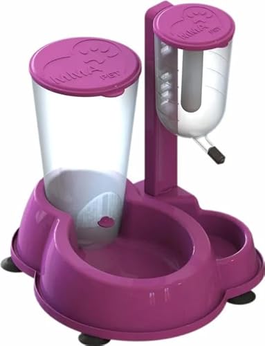 Bebedouro E Comedouro Luxo Para Cães e Gatos com Porta Ração (Rosa)