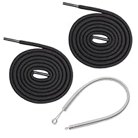 HUATEEN Flachkordel mit Einfädelwerkzeug,2er-Pack 160cm Schwarz Elastische Schnürbänder für Jogginghosen,Hoodies,Hosenbänder Kordelzug,Kapuzenband, Hosenschnur Flachkordelband,Kordelzug,Hoody-Kordel