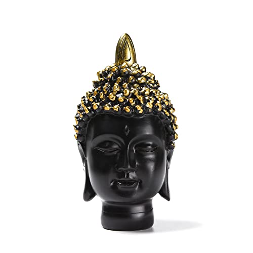 Brabud Resin Buddha Head Statue Buda Figurine Asian Zen Decor Home Office Shop Desk Decoration Black & Gold 5.3'' (H) Tqgjbs228 #TOP20