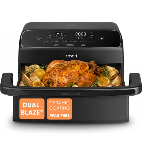 Cosori Air Fryer 8.6L, Ceramic Coating, Flexible for Every Meal | Single & Dual Zone with Removable Divider, Top & Bottom Heating, No Flipping Even Cooking, TwinFry Compact