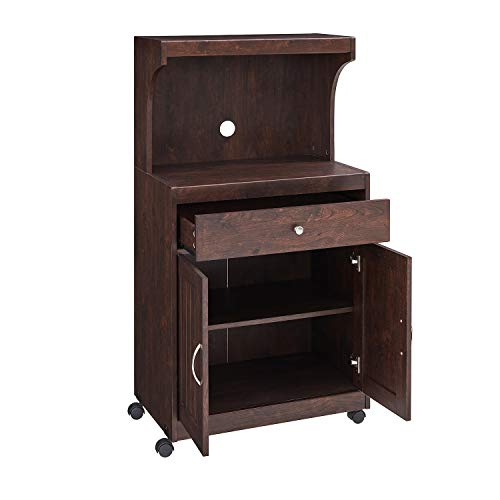 Home Source Industries Kevin Microwave Cart, Mahogany - Thumbnail 2