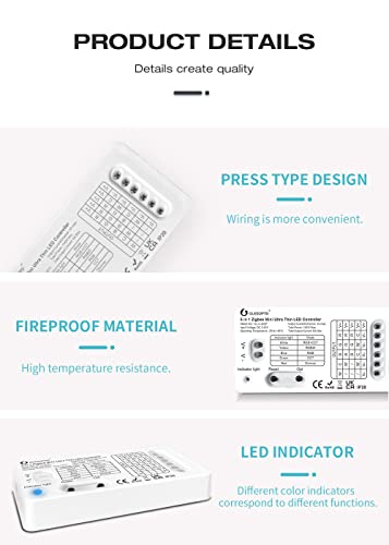 Image of GLEDOPTO Zigbee 3.0 Mini 5 in 1 RGBCCT LED Strip Controller 5V 12V 24V 6A Work with Amazon Echo Plus App /Voice Control (Ultra-Thin Zigbee Controller)
