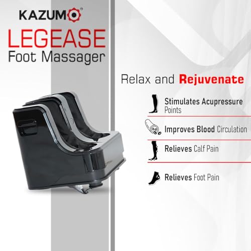 Image of LegEase Foot Massager with 40C Warm Therapy, 4-Motor Rolling & Kneading Massage for Relaxation & Fatigue Recovery, Pain Relief Foot Calf & Leg Massager with Vibration, Boosts Blood Circulation, Ergonomic Design (Black)