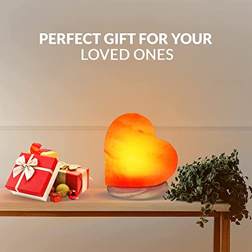 Elvissmart Es-944Ac Himalayan Pink Heart Shaped Hand Crafted, Night Light With Wood Base, Usb Salt Lamp #TOP4
