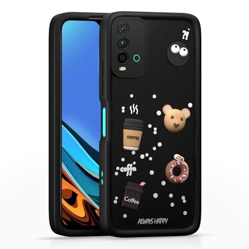 Image of Bintage Cute Fun Taddy| 3D Ball Bear| Donut| Coffee Rubber Case Full Body & Camera Protection Back Cover Compatible for Mi Redmi 9 Power 4G - Black