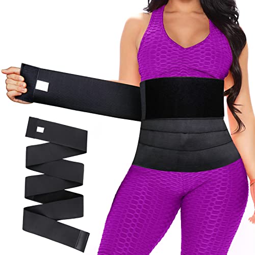TIGARI Wrap Waist Trainer for Women , Upgraded Waist Wraps for Stomach,Adjustable Waist Trimmer Tummy Wrap Waist Belt Black