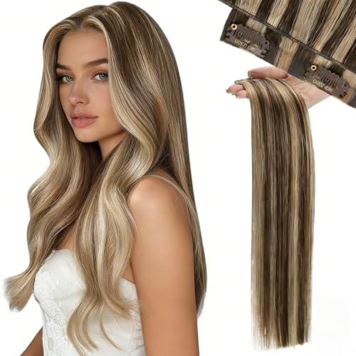 Moresoo Genius Clip in Hair Extensions Human Hair Highlight Medium