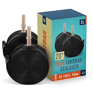 Alphatrail Fahrradschlauch 20 Zoll mit AV Autoventil 2X Set mit Mobilitätsgarantie I Kompatible Fahrradreifen Schwalbe, Continental, Conti, Michelin, Kenda & Maxxis I 20 Zoll Schlauch