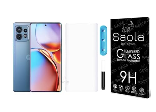 Image of Saola 1-Pack UV Curved Tempered Glass for Motorola Edge 40 Pro | 9H Hardness | Edge-to-Edge Full Screen | UV Light Installation | Scratch Resistant | Case Friendly Screen Protector. (6.67 Inches)