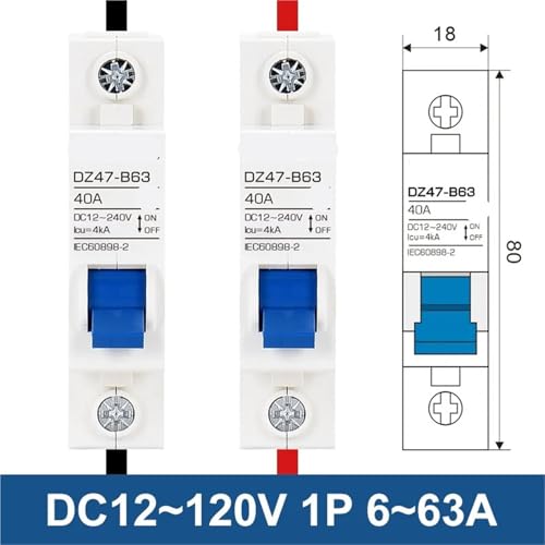Disjoncteur de batterie de voiture DZ47 coupe-circuit automatique DC 12V 48V 2P 10A - 2