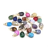 LHJ 10 Pcs Natural Stone Pendants Waterdrop Shape Faceted Mixed Crystal Agate Stone Necklace Accesso