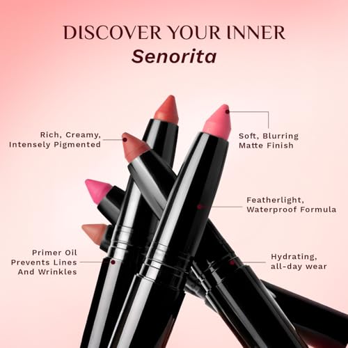 Image of Pilgrim Long Lasting Crayon Lipstick | Intense Matte Finish | Waterproof & Lightweight | Highly Pigmented & Enriched With Ceramides & Mango Seed Oil | Smooth Glide Application | (1.4g) (Pink Fantasy-11)