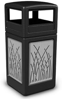 Precision Series 42 Gallon Waste Containers with Dome Lid and Stainless Steel Panels Reeds Design Color: Black