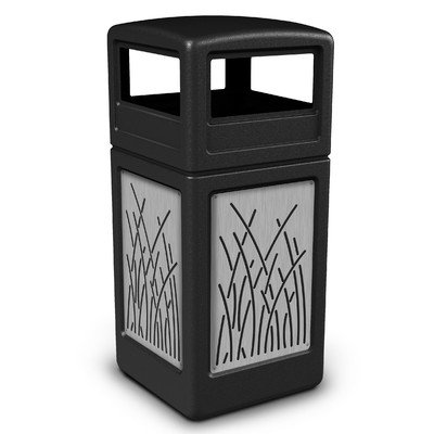Precision Series 42 Gallon Waste Containers with Dome Lid and Stainless Steel Panels Reeds Design Color: Black