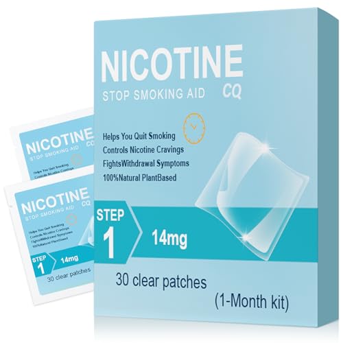 Nicotine Patches 14mg, 30 Count – 24-Hour Stop Smoking Aid, Nicotine Replacement Therapy for All Skin Types, Strong Adhesion, 1-Month Supply
