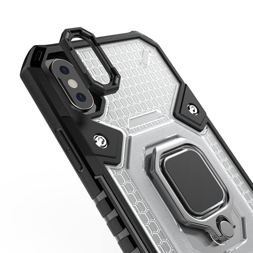 Image of Thermoplastic Polyurethane Tough Armor Bumper Back Case Cover For iPhone Xs|Ring Holder & Kickstand In-Built|360 Degree Protection Back Case Cover For iPhone Xs (Black)