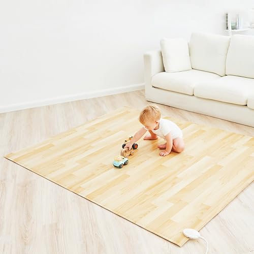 加熱エリアラグ、温度調節とタイマー付き加熱フロアマット、電気赤外線加熱カーペットフロアスペースヒーター、高速加熱パッド、フットウォーマー(31.5x70.8in)