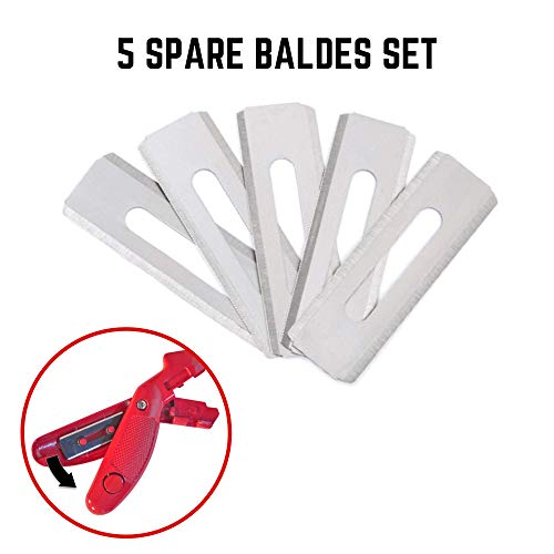 Red Oak Tools Razor Blade Heavy Duty Carpet Knife (5 Spare Blades Included) - Thumbnail 4