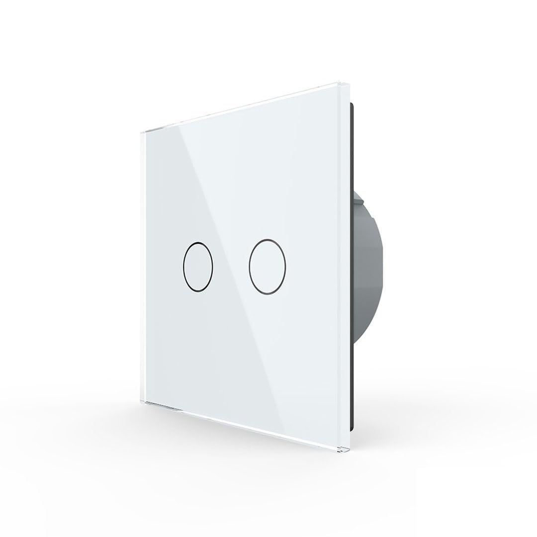 LIVOLO 2-facher Touch Serien Taster Lichtschalter für Haus-Automation 230V Trockenkontaktrelais Impulsschalter Nullleiter erforderlich 2-Weg Klingel Sensor Touchschalter Weiß VL-C702IH-11