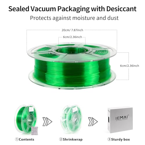 Image of IEMAI Clear TPU Filament 1.75mm, Crystal Transparent Green, Strong Layer Adhesion, Flexible & Tough 3D Printer Filament for Elastic Prototypes & Functional Parts, 1kg Spool