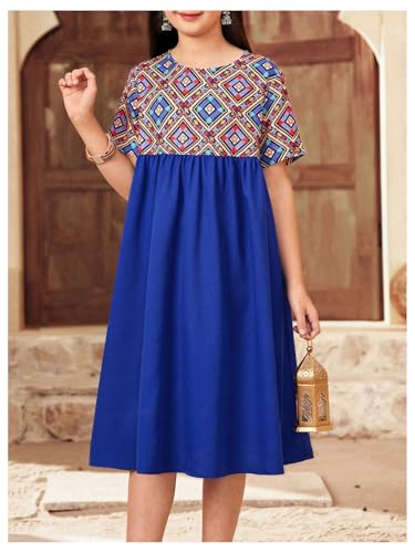 Girl's Boho Graphic Tshirt Dress Short Sleeve Crew Neck Summer Dresses4