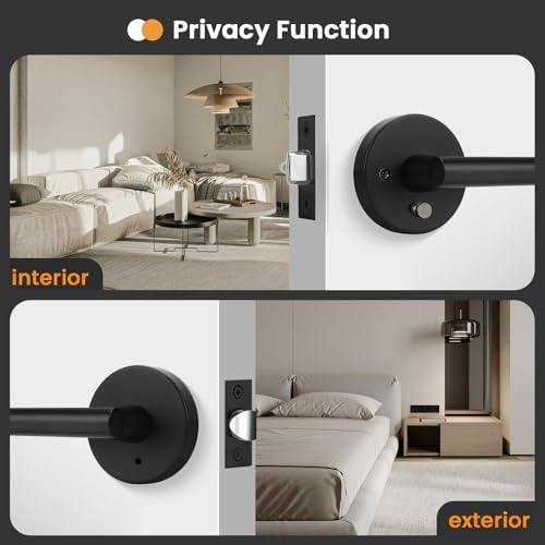 Image of Goldenwarm 2 Pack Black Door Handles Interior, Matte Black Door Lever Privacy Door Handles Keyless, Zinc-Alloy Heavy Duty Door Hardware for Bedroom Bathroom