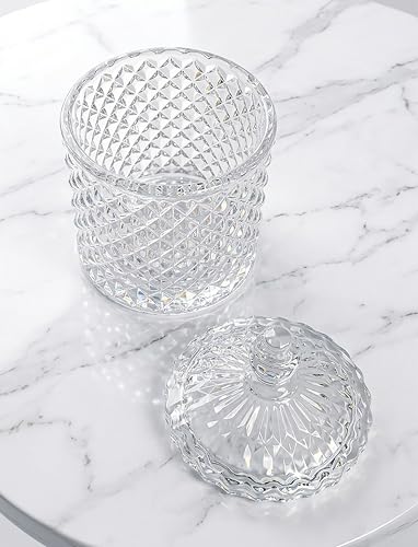 Image of Imported Crystal Glass Storage Jar with Lid, Diamond Pattern, Decorative Candy Jar - 125ml (Single Jar)