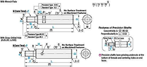 One End Threaded Precision Linear Shaft with Wrench Flats or Cross Drilled Hole 30mmX250mm 1pc