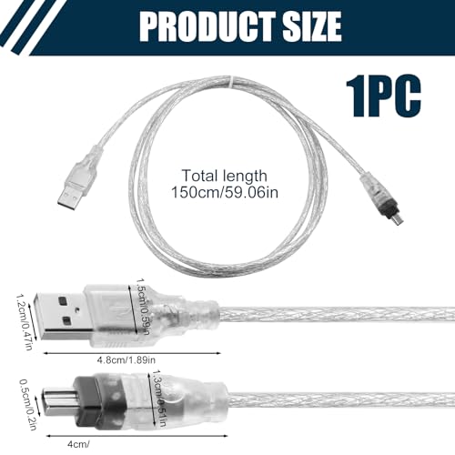 Firewire to USB Adapter Cable IEEE 1394 4 Pin to USB 2.0 Male Firewire Cable Converter iLink thunderbolt Adapter Cord Compatible with Sony DCR-TRV75E DV Mini DV D8 Digital Video Cameras,1.5M - Image 4