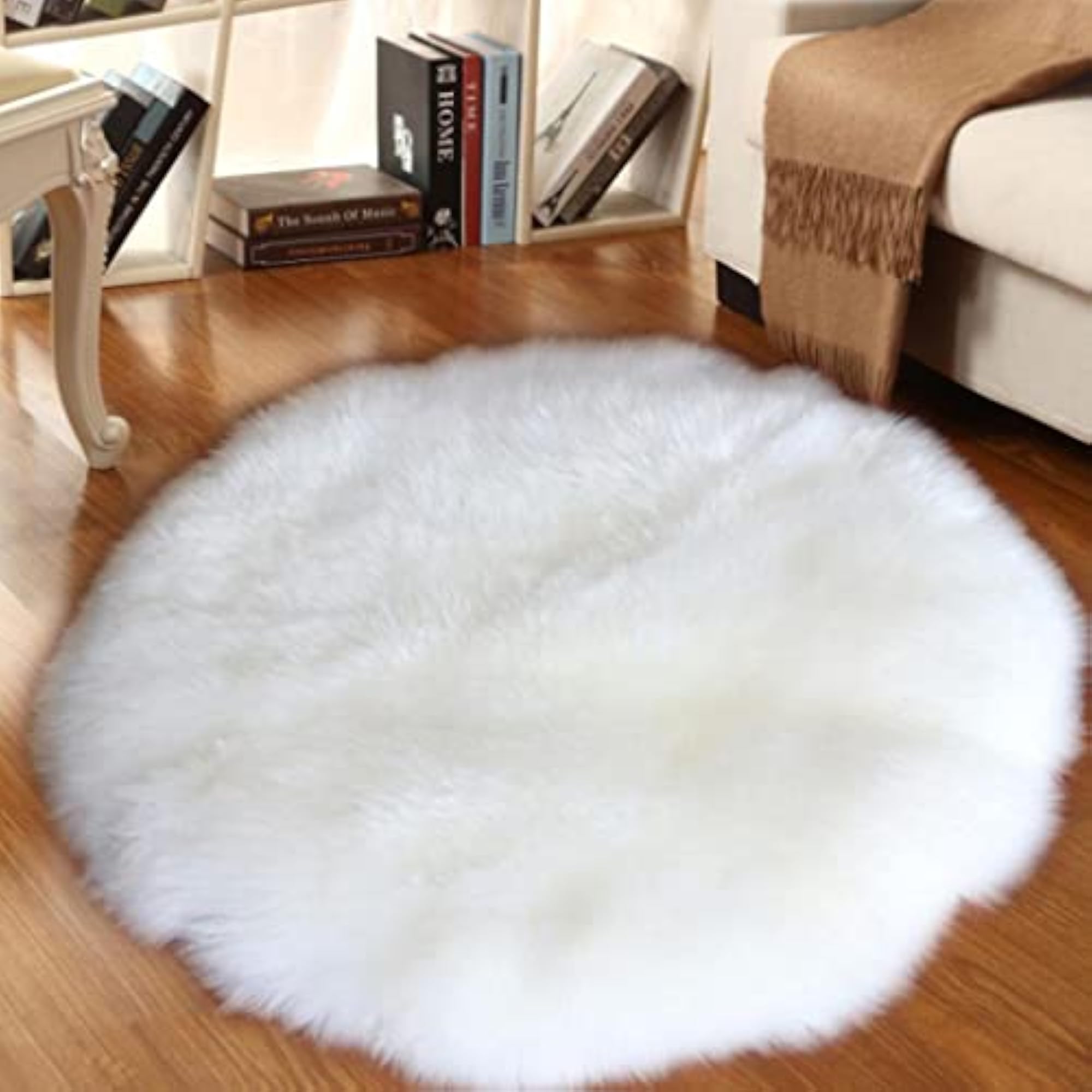 2pc Fluffy Artificial Sheepskin Rug Set, Cozy Home Decor