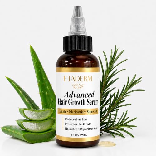 ETADERM Advanced Hair Growth Serum - Hair Growth Oil with Aloe Vera Biotin Caffeine & Keratin - Hair Oils Stimulates Growth Moisturizes & Conditions Scalp - Hair Serum for Thicker Fuller Hair 60ml