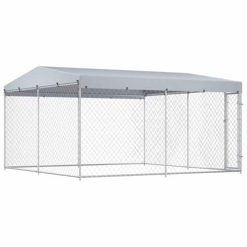 vidaXL Outdoor Hundezwinger mit Überdachung 382x382x225 cm Hundehütte Hundekäfig