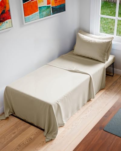Image of Cot Sheet Set, 33 inch x 75 inch - Easy-Fit Cot Size Mattress Sheets - Wheat