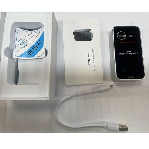 Teclado láser Mini teclado virtual inalámbrico BT Connect adecuado para teléfono, tableta, portátil, compatible con Windows XP e iOS8 / Android 4.0 / Mac OSX, portátil para llevar con función ratón,