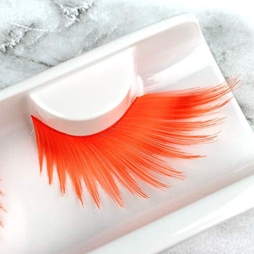Spiky Neon Orange Color Drag Lashes For Pride, Halloween, Dance, Rave, Costume #TOP15