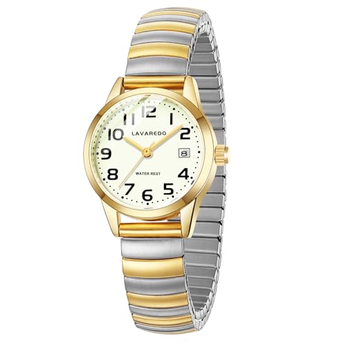 Elegant Gold Watches for Women Small Analog Watch, Waterproof ladies Watches with Stainless Steel Expansion Band- Fashionable Christmas & Birthday Gifts for Women Fit Wrists Measuring 5.3–5.6 inches