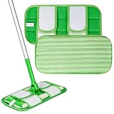 ZHAYAO Reusable Pads Compatible with Swiffer Sweeper Mops, 2 Pack Washable Microfiber Floor Pad Refills, Wet and Dry Flat Cover for Surface/Hardwood Floor Cleaning (Mop Not Included)