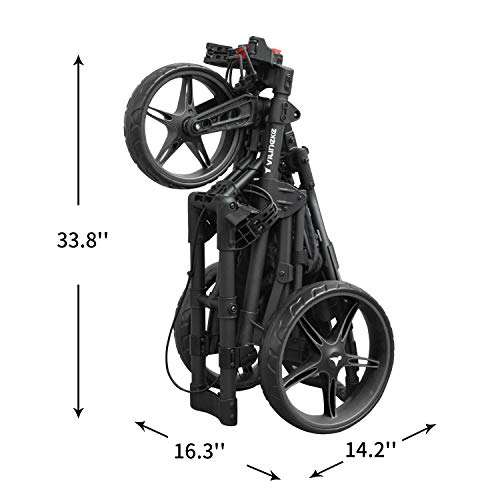 Newfly Vilineke 3 Wheel 360 Rotating Front Wheel Foldable/Collapsible Golf Push Cart With Foot Brake Open And Close In One Second-Free Umbrella Holder Included (Black) #TOP2