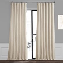HPD Half Price Drapes Bellino Textured Faux Linen Room Darkening Curtains 84 Inches Long 1 Panel, Curtains for Bedroom & Living Room, 50W x 84L, Cottage White