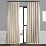 HPD Half Price Drapes Bellino Textured Faux Linen Room Darkening Curtains 84 Inches Long (1 Panel), Curtains for Bedroom & Living Room, 50W x 84L, Cottage White