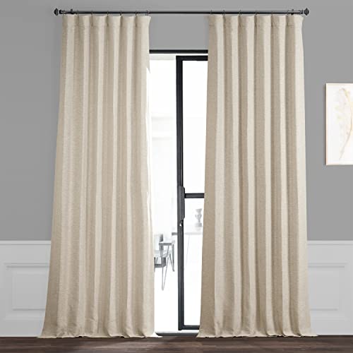 HPD Half Price Drapes Bellino Textured Faux Linen Room Darkening Curtains 84 Inches Long (1 Panel), Curtains for Bedroom & Living Room, 50W x 84L, Cottage White