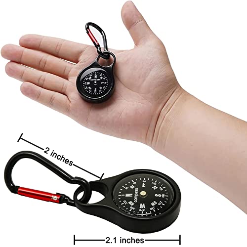 Keychain Compass Portable Hiking Survival Compass With Carabiner Mini Navigation Compass For Outdoor Travelling Camping Hunting Mountaineering Black #TOP1