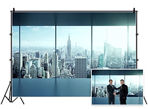 Aofoto 10X7Ft Business Office Sash Window Backdrop French Window Photography Background Casement Work Modern City Building New York Skyscraper Photo Studio Props Success Job Woman Man Vinyl Wallpaper #TOP28