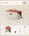 Yikisite Cosmetic Bag Travel Makeup Bag, Open Flat Makeup Bags for Women, Waterproof Portable Pouch Toiletry Bag Make up Organizer with Divider and Handle Travel Essentials（A-brown Medium）