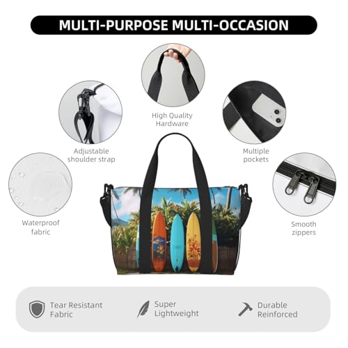 Travel Duffel Bag for Men Gym Bag, Surf's up Surfboard Luggage Bag with Shoulder Strap, Large Gym Tote Bag for Women, Weekender Overnight Bag, Foldable Carry on Bag for Airplane4