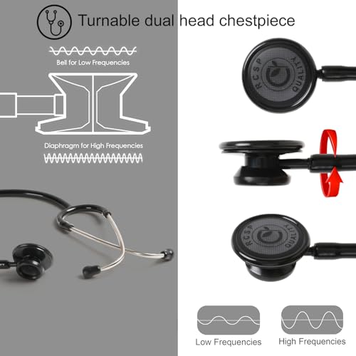 Image of RCSP Stethoscope for Kids Playing Toys Doctor Ala Plastic Body Clear Sound Light Weight Chest Piece Compact & Classic Look Black