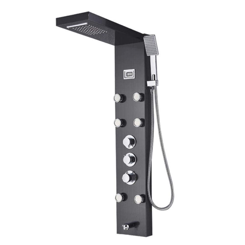 Buy QCSMegy Black Thermostatic Mixer Shower Panel Rainfall Waterfall