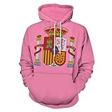 MULERN Hombre Sudaderas con Capucha 3D Hoodie con Mangas Largas Unisex Streetwear Sudadera Deportiva con Cordón, Sweatshirt Ligera con España Bandera Nacional