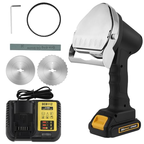 Electric Kebab Slicer, Handheld Wireless Meat Slicer, Portable Stainless Steel Electric Knife Kebab Slicer, Barbecue Knife with 2 Blades, Adjustable Thickness 0-8mm, for Restaurants, Roast Meat Shops