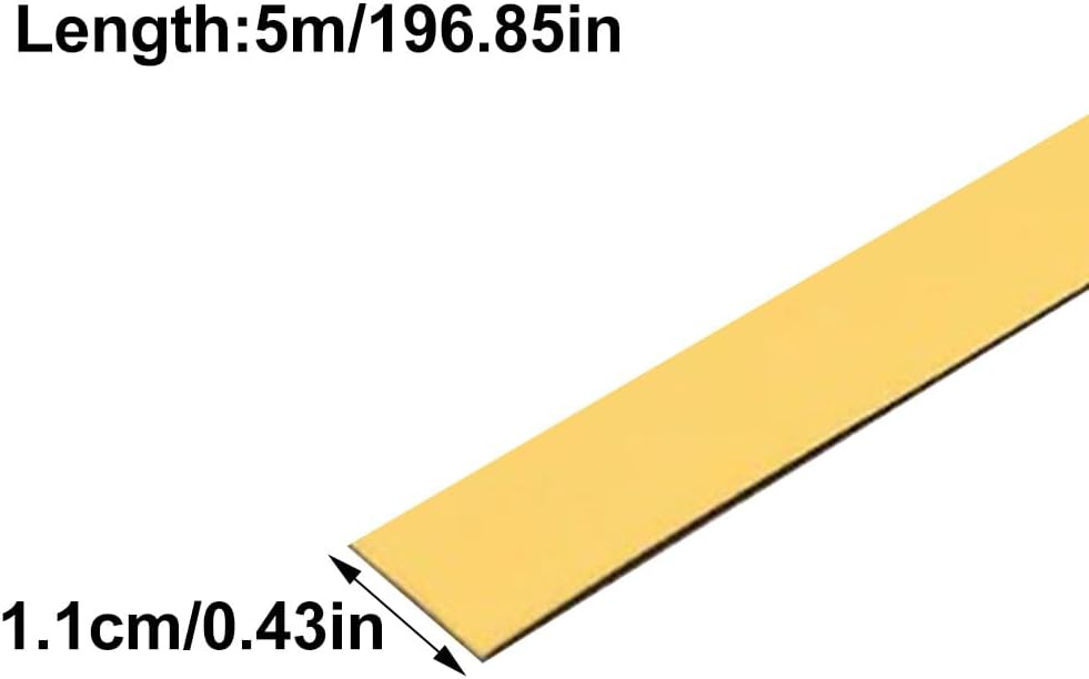 Metallic Gold Mirror Border Trim, Peel and Stick PVC Wall Molding Trim Tape, Self Adhesive Waterproof Decorative Trims for Wall, Cabinet, Kitchen, Home, Bathroom, Crafts, 0.43×196.85in
